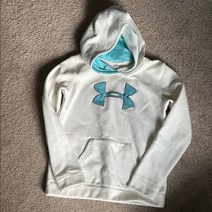 Under Armour White Hoodie with Blue Logo